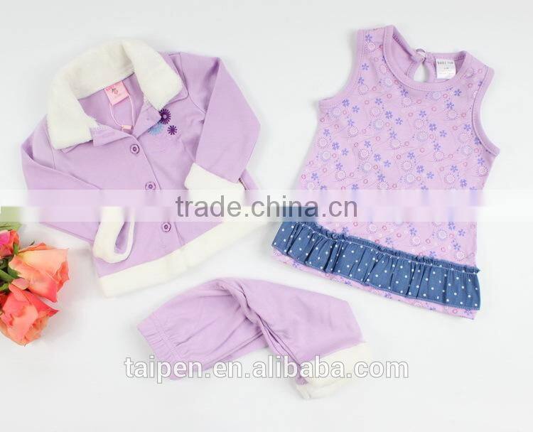 Wholesale Winter Kids 2Pcs Set Pajama Navy O-neck Pajama Baby Set 100% Cotton BG1-386