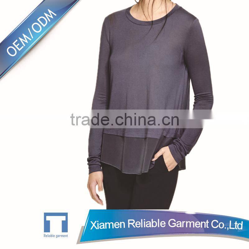 High quality custom design women plain long sleeve shirt china supplier 2016 fashion sweater