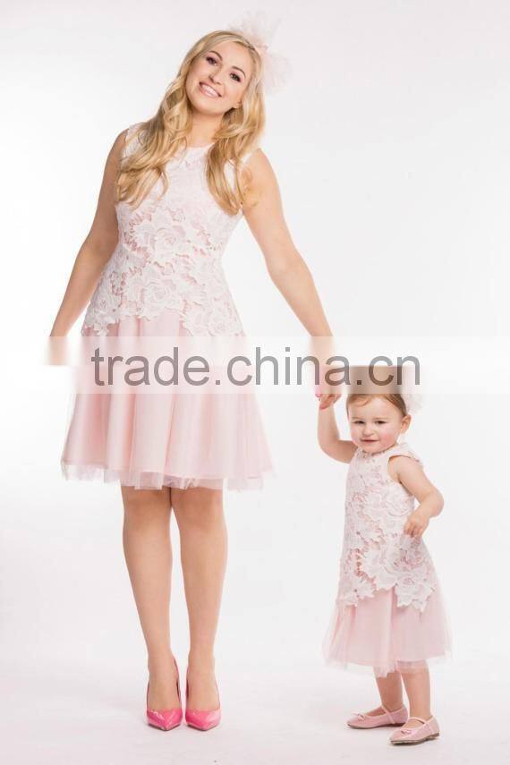 Lace Trimming Mommy And Me Outfits Family Matching Clothing