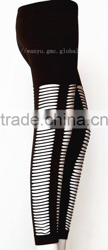 Sexy seamless mature women mesh side panels legging