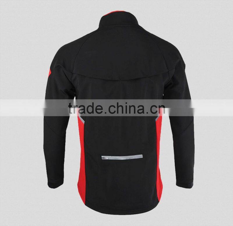 Sports custom cycling hooded black softshell jacket for man and woman