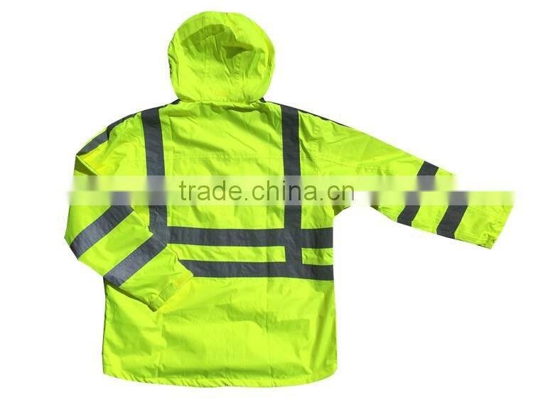 EN343 Safety hi vis coat reflective tapes jacket with ENISO 20471