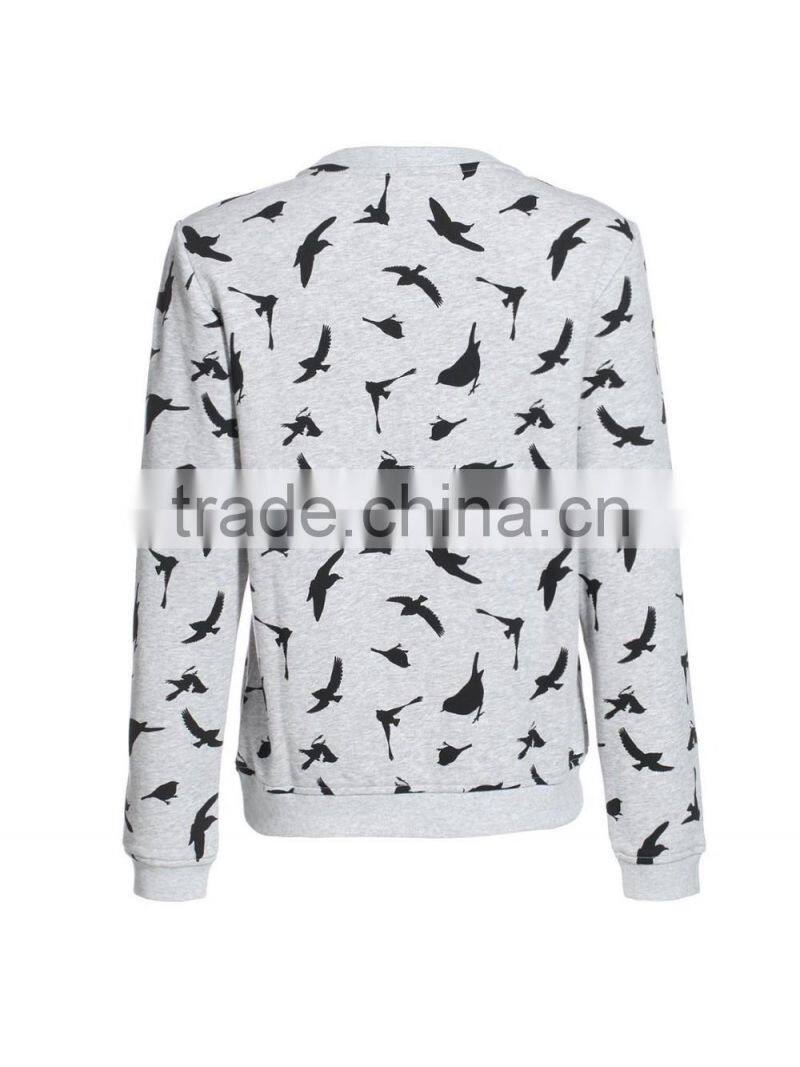 100 cotton full printing jersey crewneck women's hoodies & sweatshirts