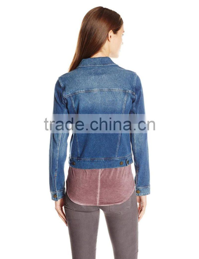 High Quality Hot Sale OEM Service Women's Plus-Size Gray Denim Jacket/Blazer