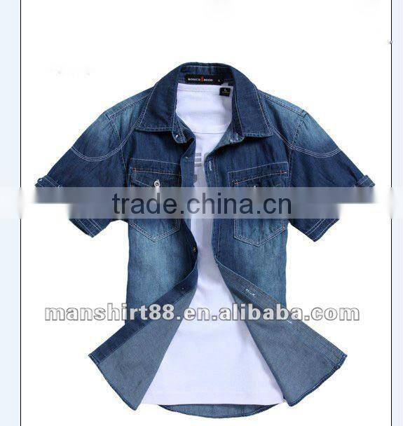 latest washed 100% cotton denim slim fit casual man shirt