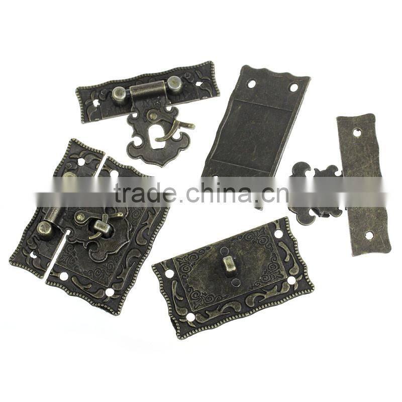 Antique Bronze Pattern Carved Jewelry Box Hasp Latch Lock Decorative Hasp