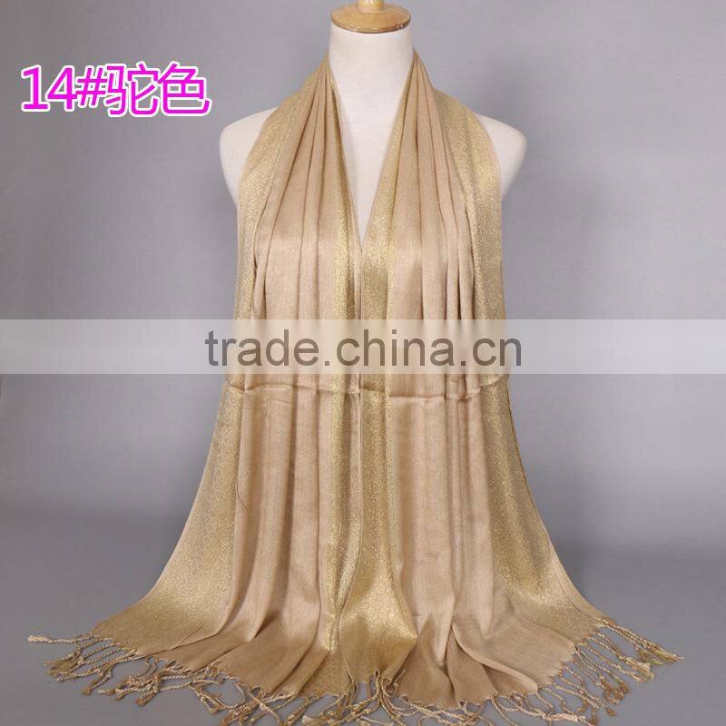 shiny long tassel muslim scarf/16 color muslim tassel scarf/islamic hot sell women hijab