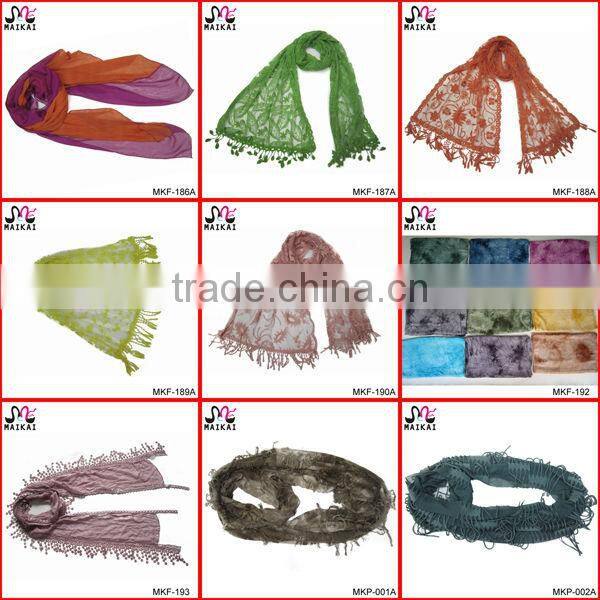 Wholesale new fashion lady's embroidery cotton shawl scarf