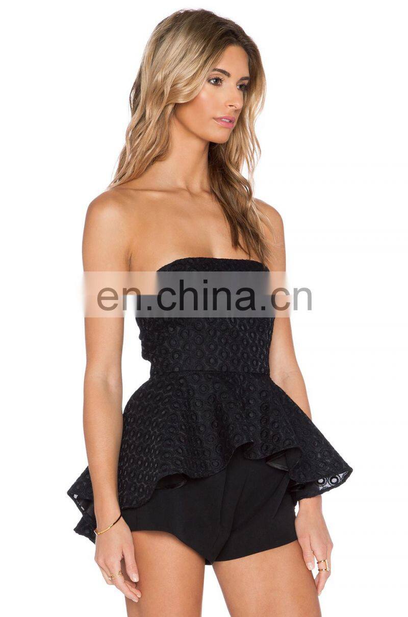 Black Strapless Off Shoulder Girls Party Wear Tops