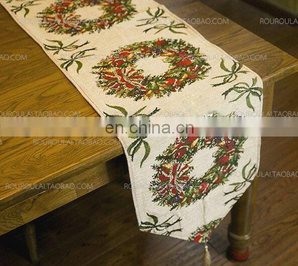 factory price cotton and linen table runner for christmas decoration