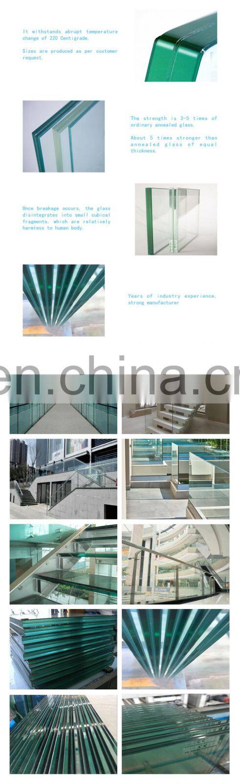 Balcony glass tempered laminated glass wholesale price