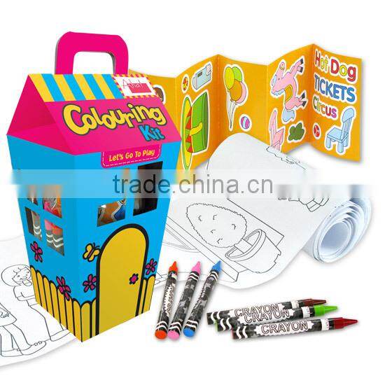 DIY Kids toy Gift Busy Street Crayon Sticker Colouring kit Drawing set