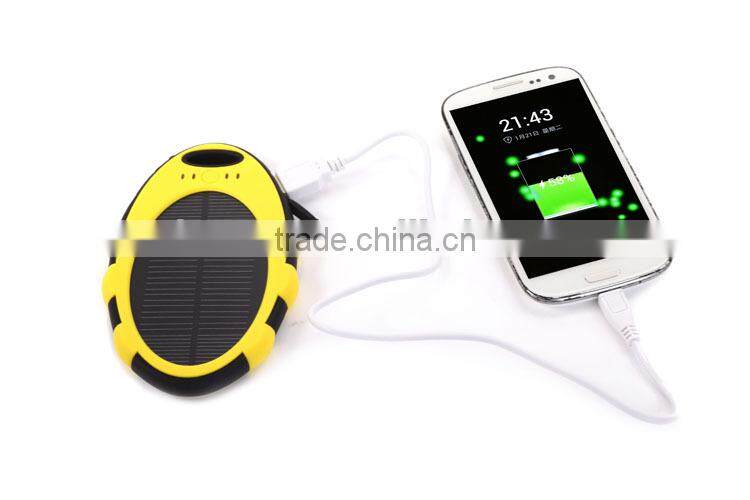 5000mah solar energy power bank, waterproof solar power bank charger