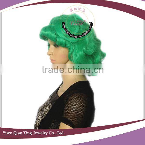 synthetic cosplay short green wig