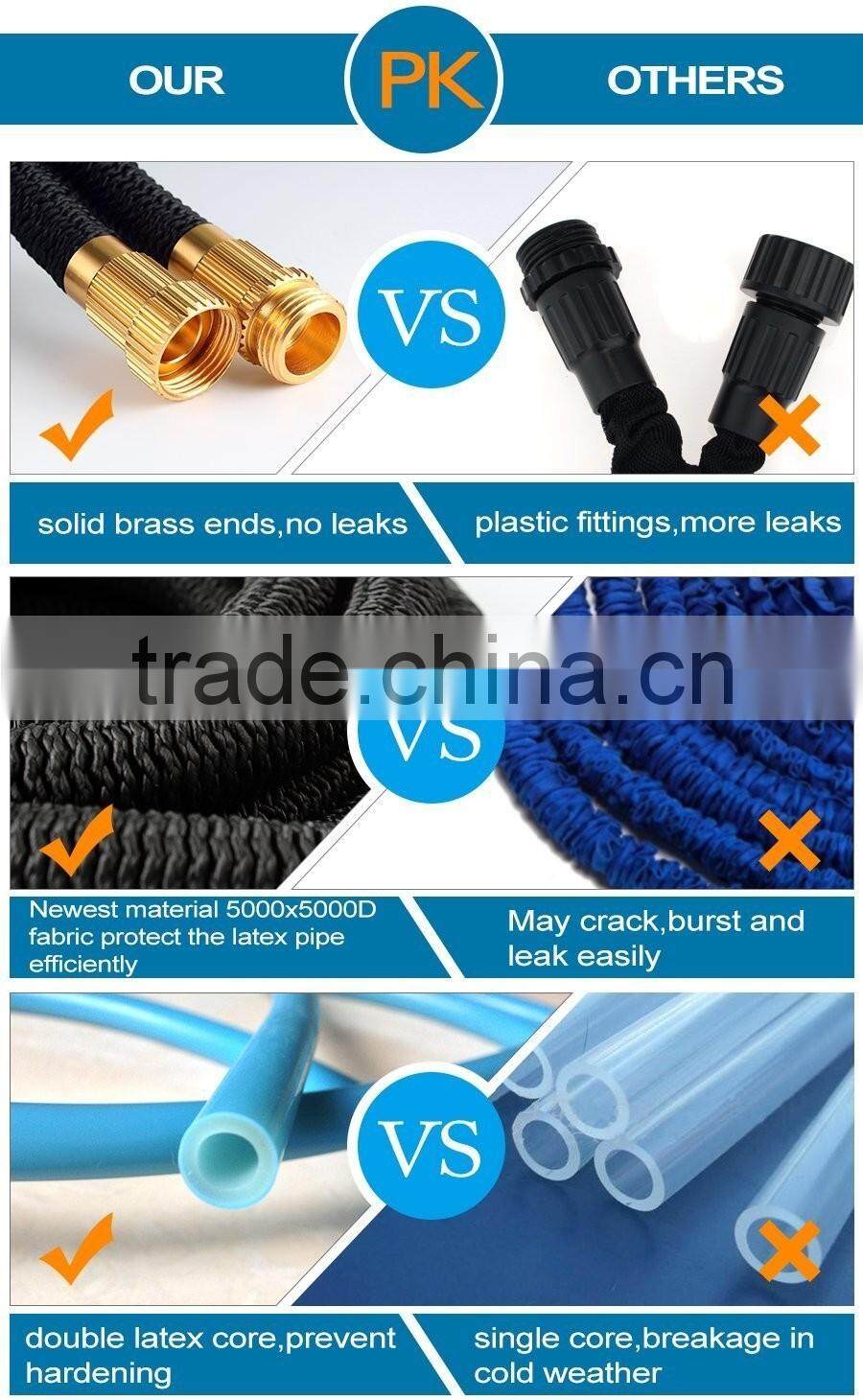 50 Ft Expandable Garden Hose Extra Strength Fabric,Double Latex Core,3/4 Snake Magic Pocket Water Hoses 8 Pattern Spray Nozzle
