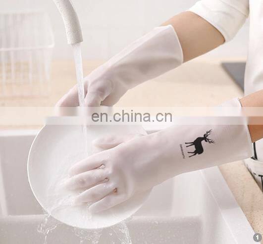 Wholesale High Quality Woman Pink Long Cuff PVC Kitchen dishwashing Household Gloves