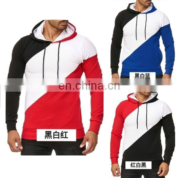 Wholesale custom brand spring and autumn 3D stair cloth striped sweater, personalized color matching hooded loose large size men