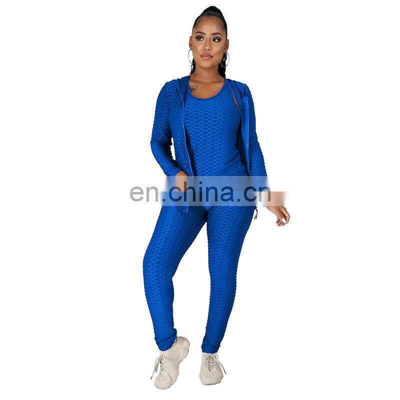 Customized LOGO Valentine's Day Clothes New Spring and Autumn Hooded Zipper Plus Size Sweater Sports Three-piece Yoga Set