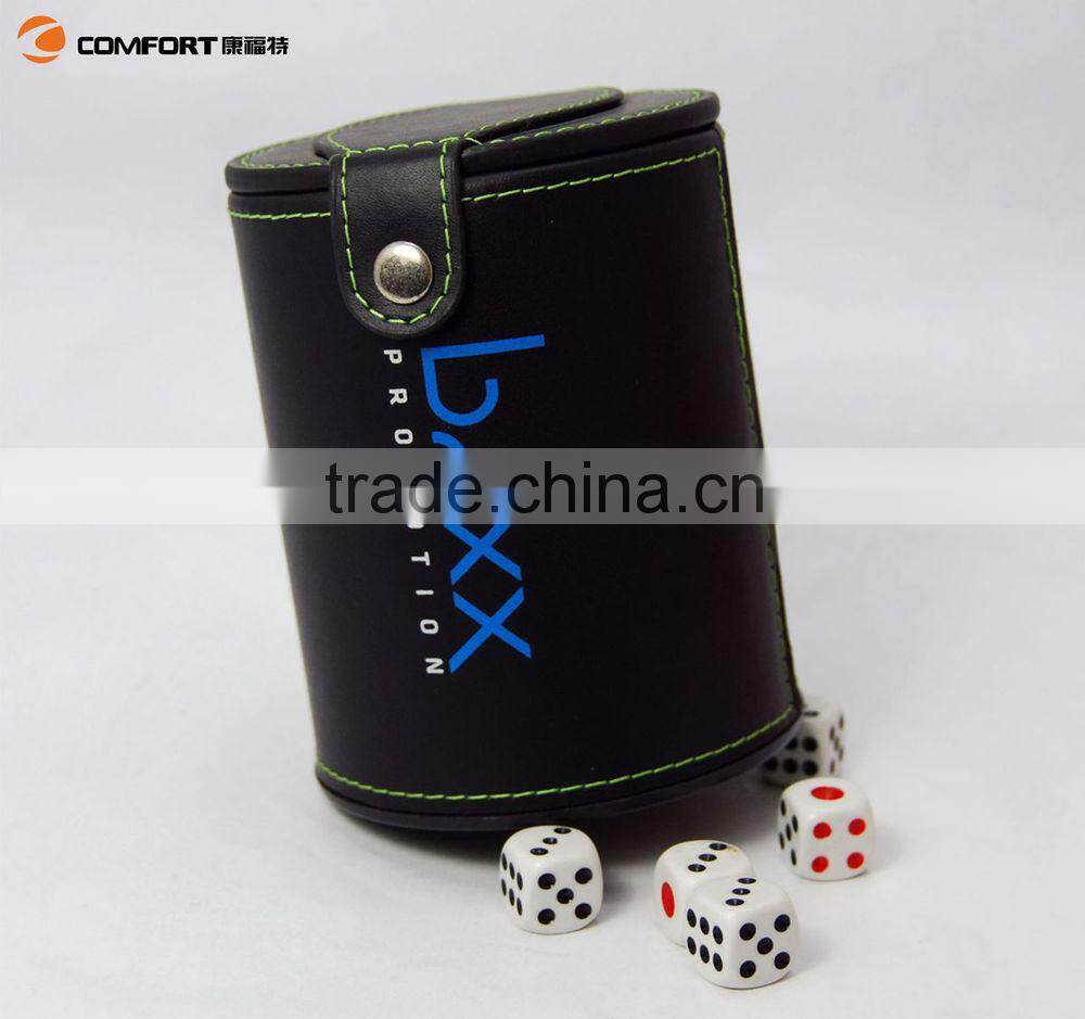 custom logo leather plastic dice cup with storage