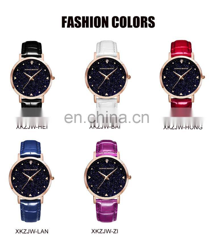 HANNAH MARTIN XKZJW Cheap Japan Quartz New Arrive Wrist Watches With Starry Sky Dial Watch For Women