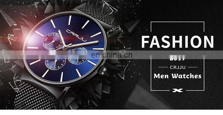 CRRJU 2155 Casual Quartz Watches Automatic Water Resistant Steel Fashion Pprivate Label Men Watch