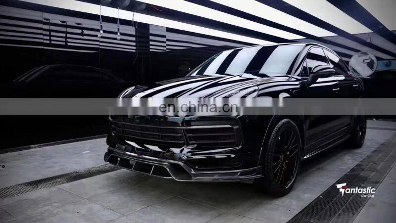 Runde Carbon Fiber Material Front Lip Side Skirt Wheel Eyebrow Rear Lip Spoiler For Porsche Cayenne Modify CMST Style Body Kit