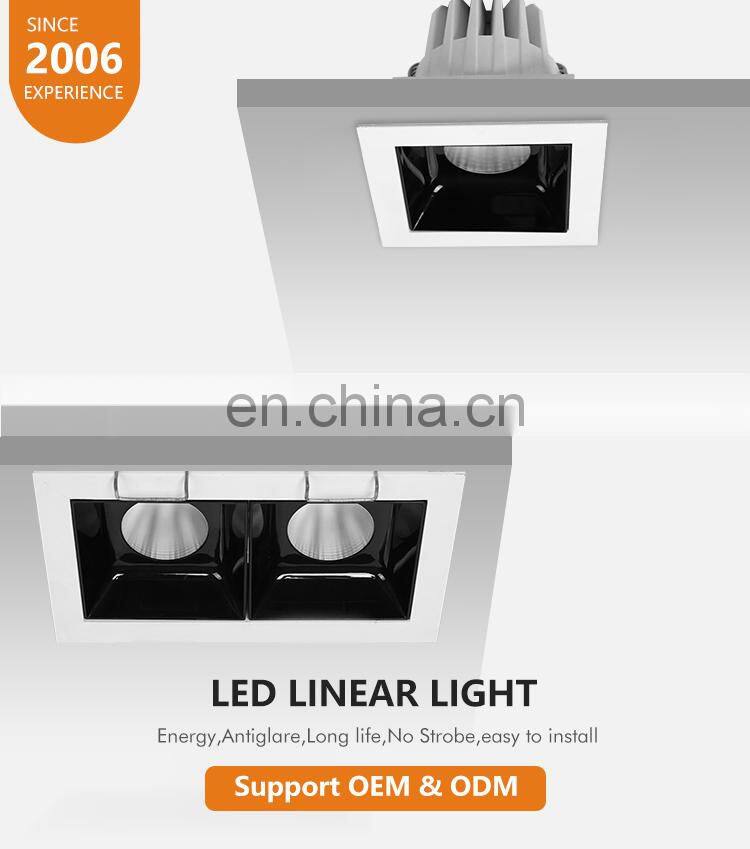 Commercial Anti Glare COB Aluminum Down Light Indoor Home Office 10W 2*10W 3*10W LED Linear Grille Lamp
