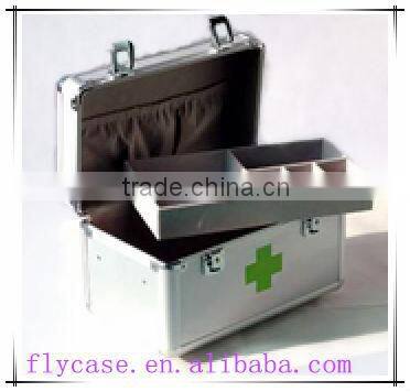 aluminum metal empty first aid kit,lock and medical kit for travel with shoulder belt