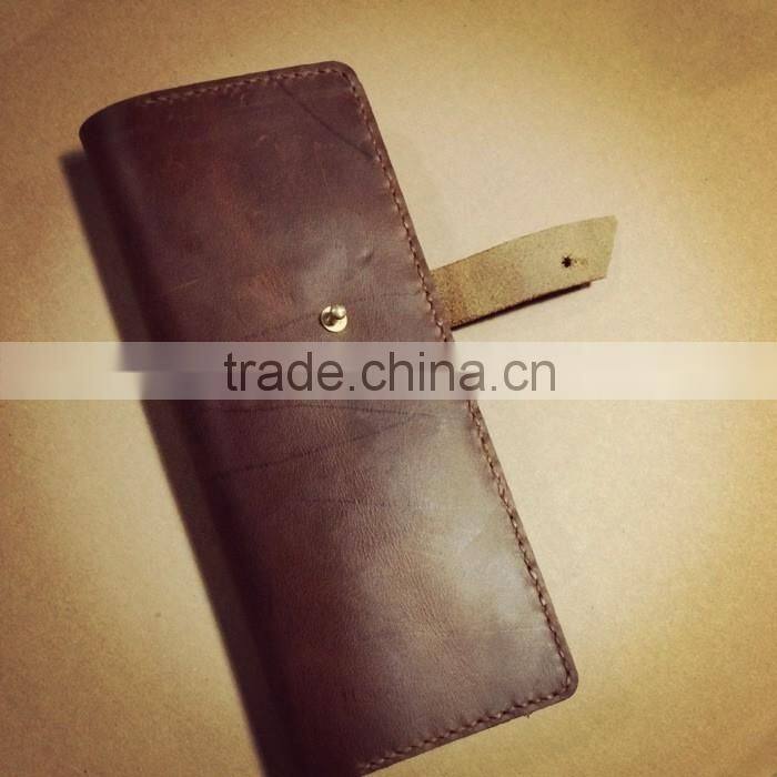 brown real cow leather pen case handmade pen holder organizer wholesale