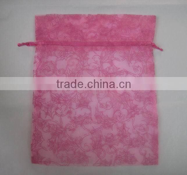 3"*8" Gold draswtring printed gift pouch with silk-screen printed for Christmas,party,holiday,everyday packing