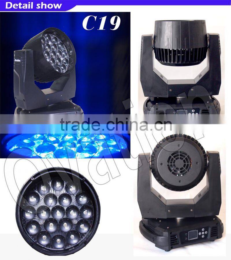 C19 Led wash moving head light 360W RGBW 4IN1 linear dimming Pan:540 degree tilt:270 degree LCD screen display