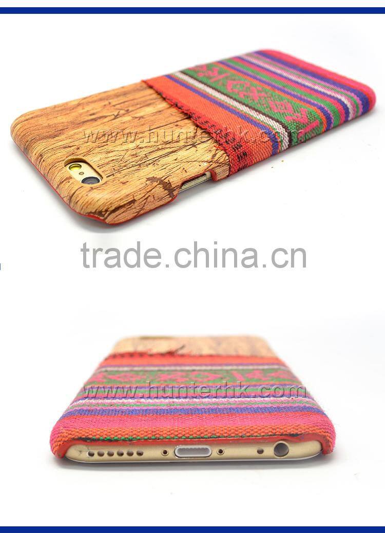Wood+Fabric Credit Card Slot Case For IP 6