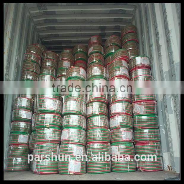 CE certification fiber braid 20 bar SBR + NR rubber twin color welding hose