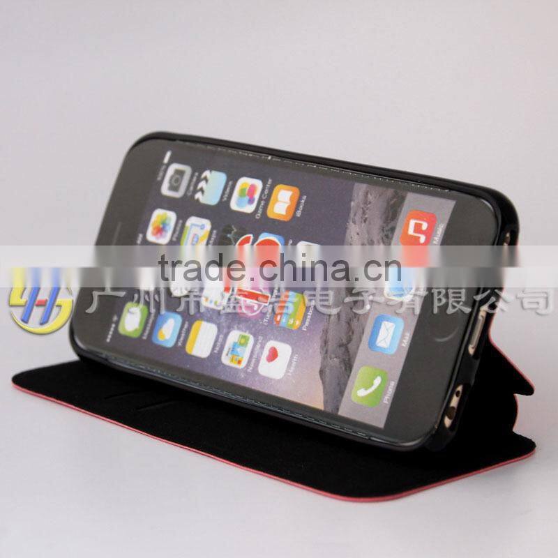 bright color nappa leather card slot mobile cell phone cover case for Apple for iphone 6 4.7