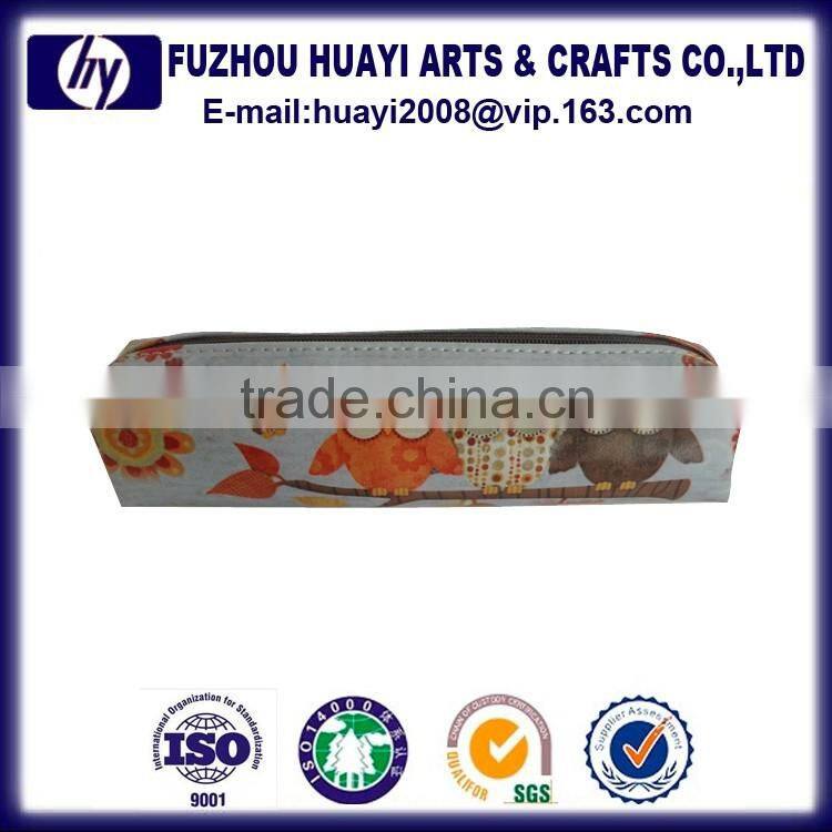 wholesale colorful rectangle custom printed cotton&pu pencil case with zipper