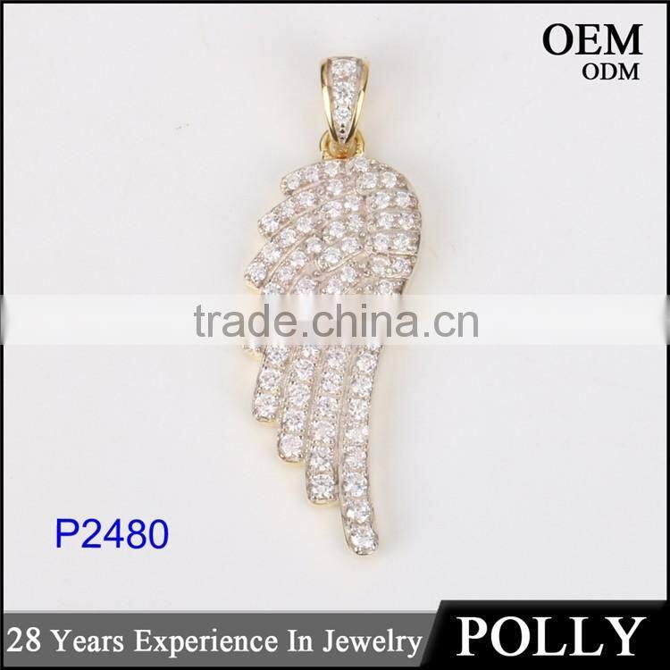 New arrival gold angel wing pendant necklace hip hop jewelry
