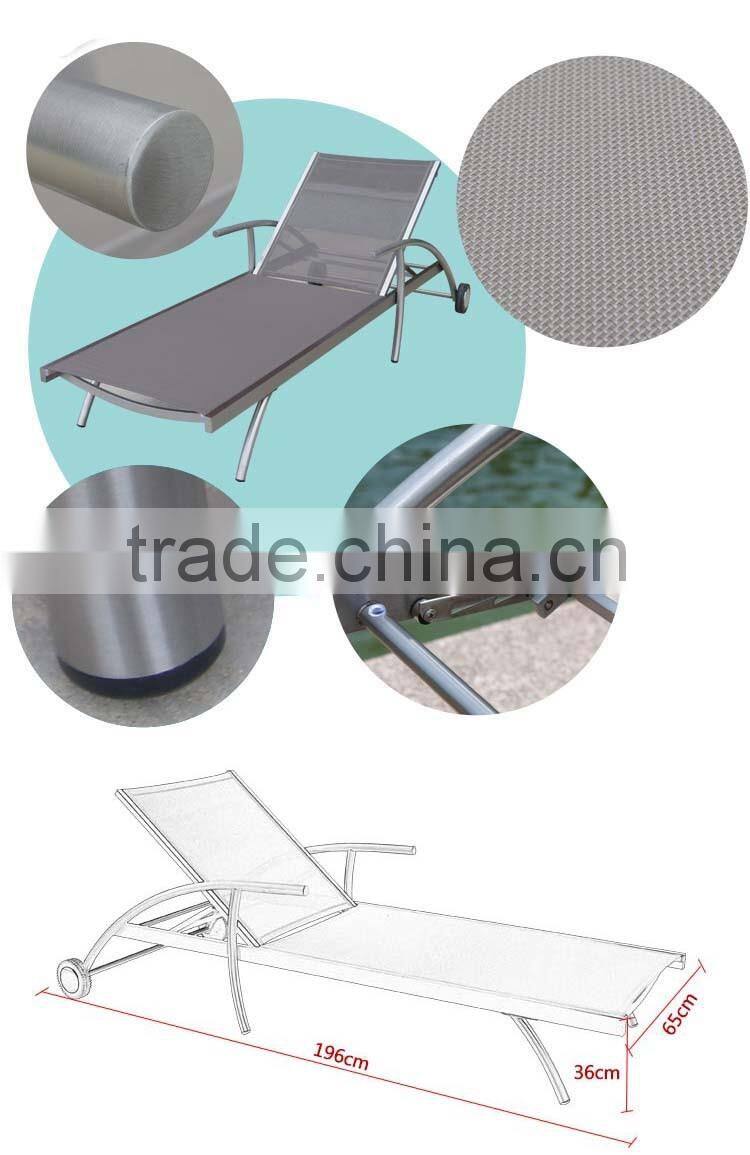 Outdoor Leisure Stainless Steel Mesh Lounge Chair Wheels Beach Hotel Pool Lounge Chair