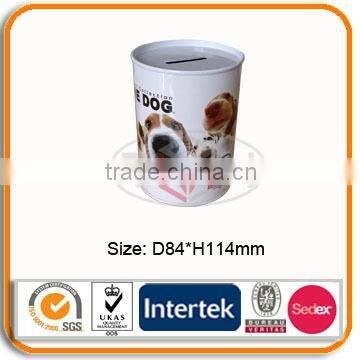 Cylinder coin tin box