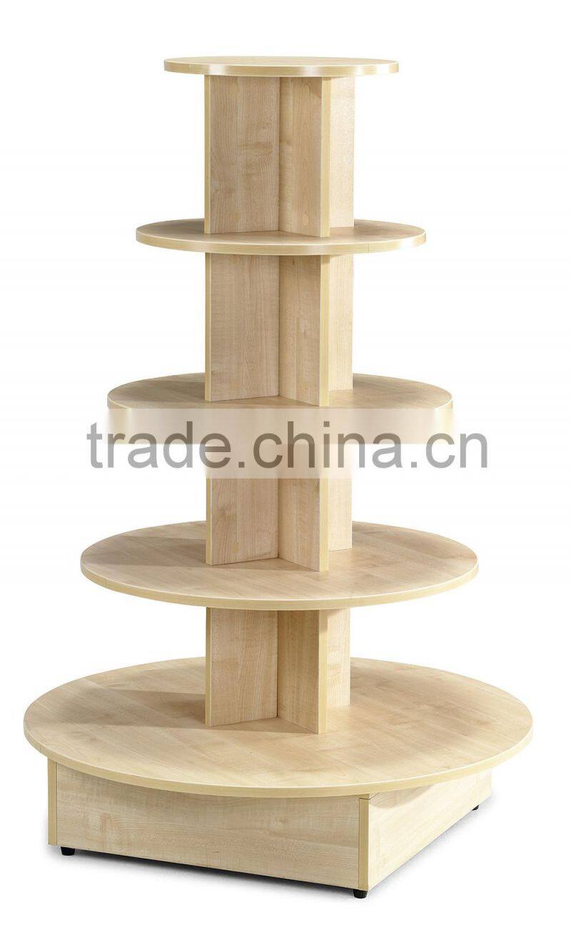 5 Tier Round Wooden Display Table Stand for Clothing Store(SZ-WDR004)