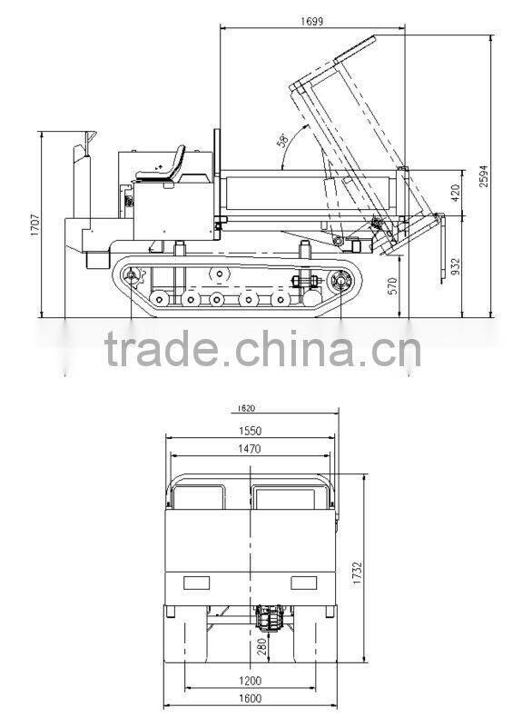 crawlerTruck,53hp,load 2280kgs,Hydrostatic Transmission with CE