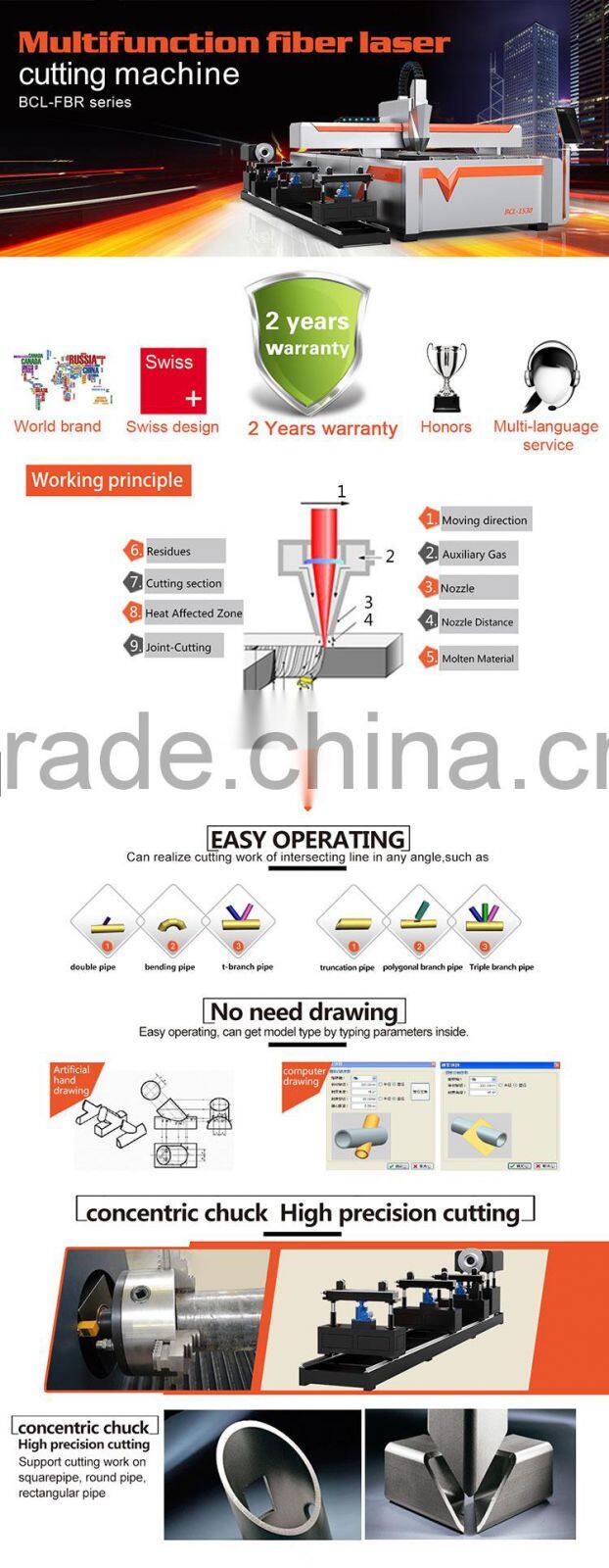 Bodor 2 years warranty metal tube laser cutting machine