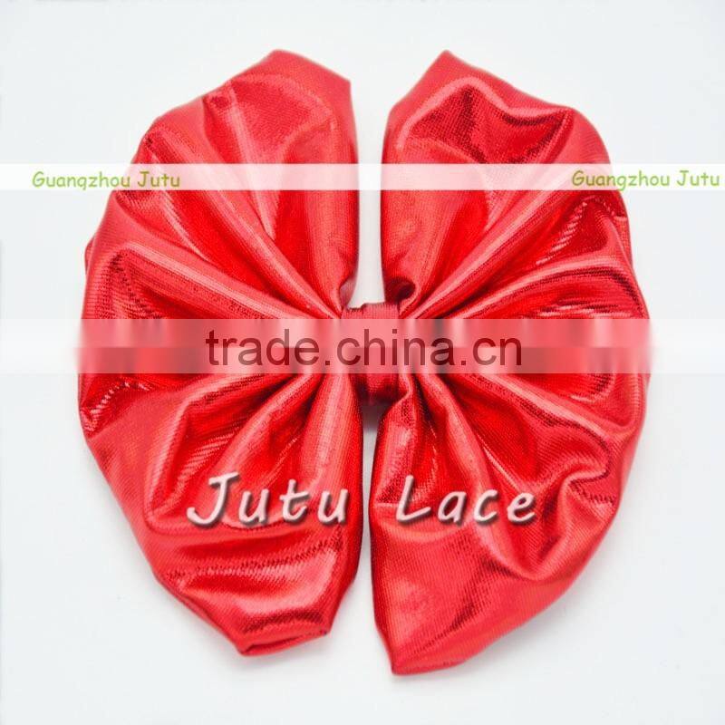 Wholesale DIY craft decorative flowers hair bows -Big Shiny Fabric Golden Bowknots Garment Accessories