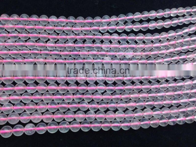 Nautral Polish Madagascar Clear Pink Rose Quartz Round Beads For Jewelry