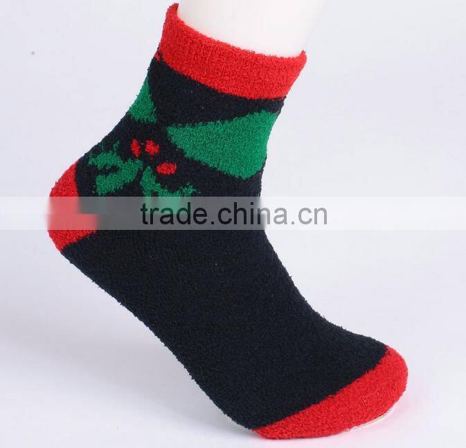 Colourful Pattern OEM Christmas Socks fluffy socks indoor microfiber fuzzy socks