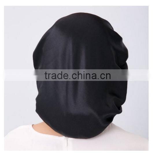 amazon over size double layer black satin+eva shower cap