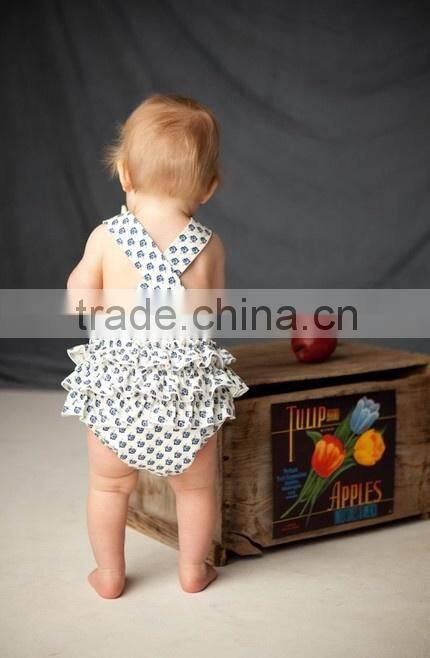 2015 Hot sale gingham seersucker Ruffle shirt for USA Children Blouses