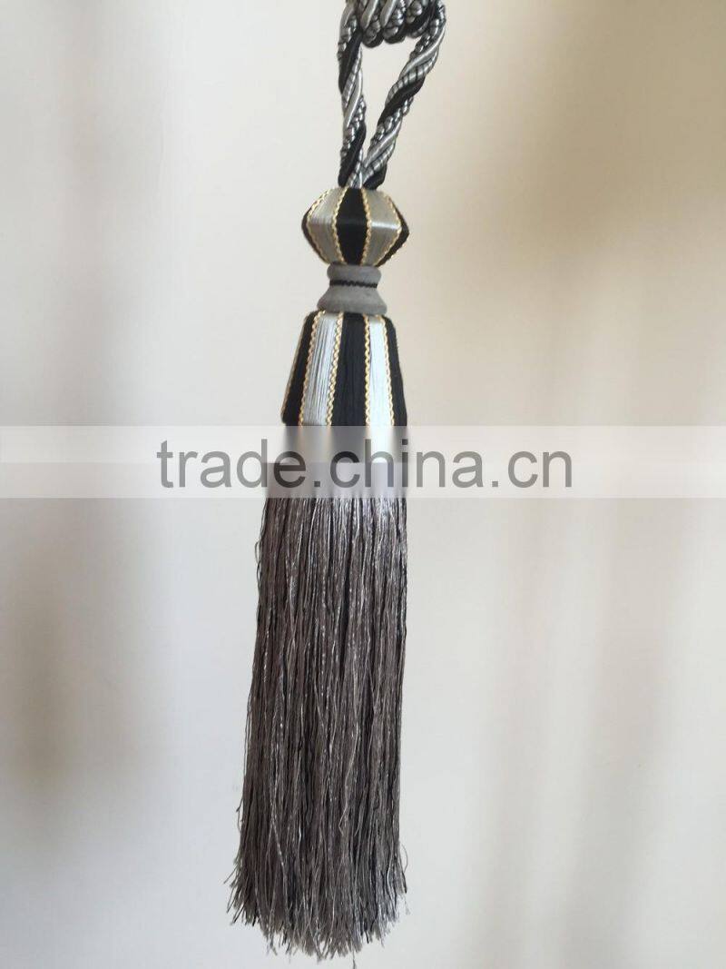 High quality wholesalers curtain accessory polyester material tassel tieback for home decorative