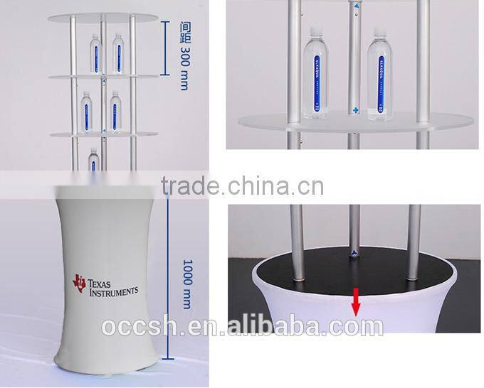 Acrylic Exhibition Shelves Promotion Table Tension Fabric Display Stand