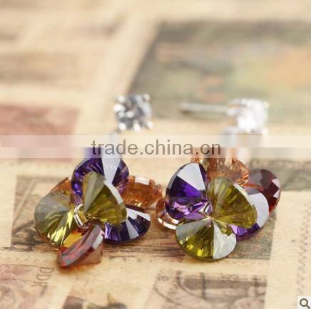 JINSE Big Beautiful Colored Stone Dangle Earrings