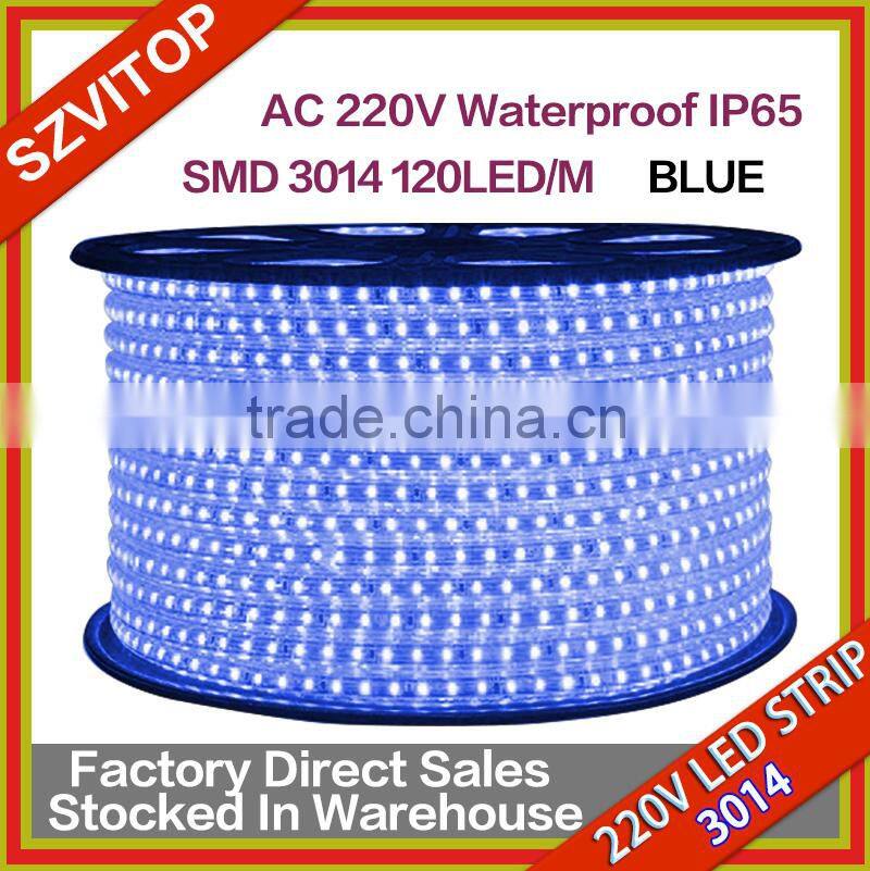 SV220V IP65 3014 Flexible Rope LED Strip Party Xmas Lamp BLUE 220V 3014 120LEDS/M
